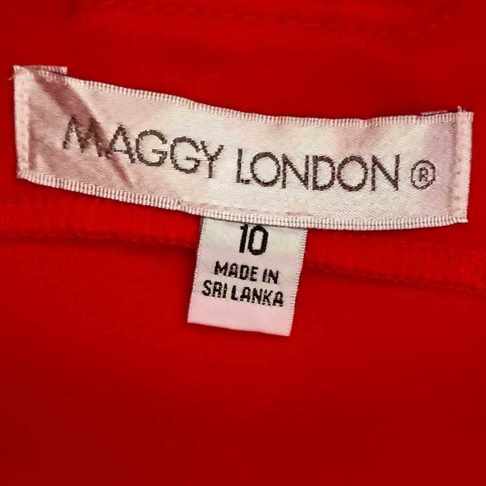 Sz 10 Tomato-Red Maggie London Stretch Summer Dress w Back Cutout - Picture 10 of 10